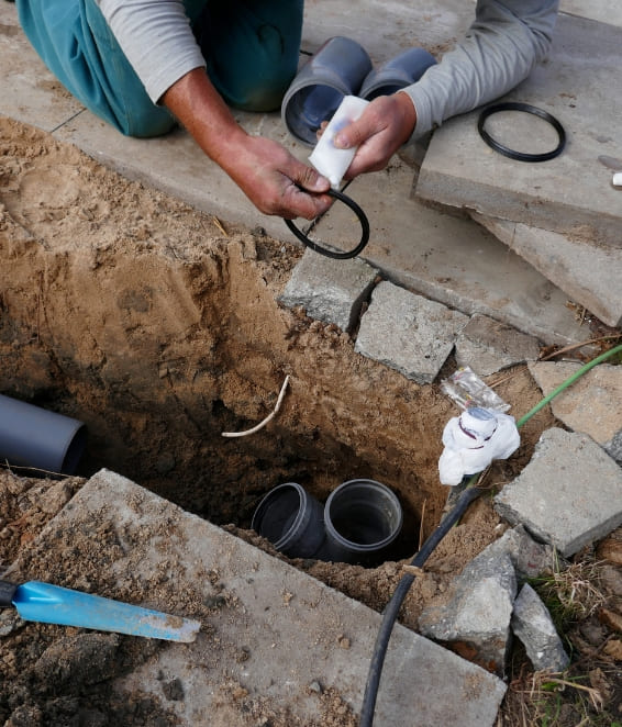 laying and installation of a PVC sewer pipe
