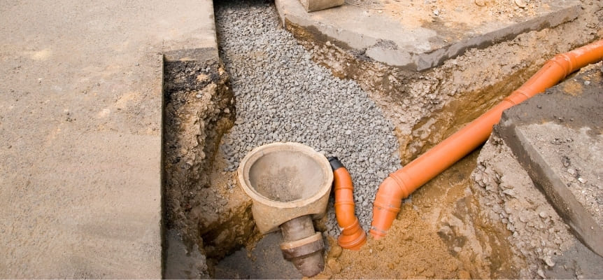 waste water pipes are laid